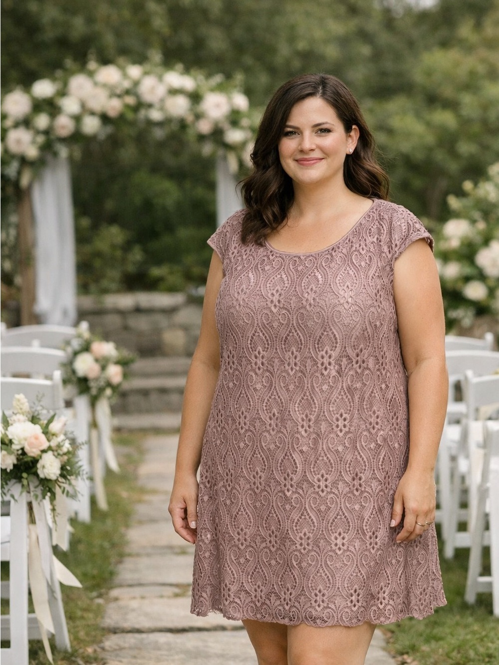 Avenue Mauve Lace Sheath Dress